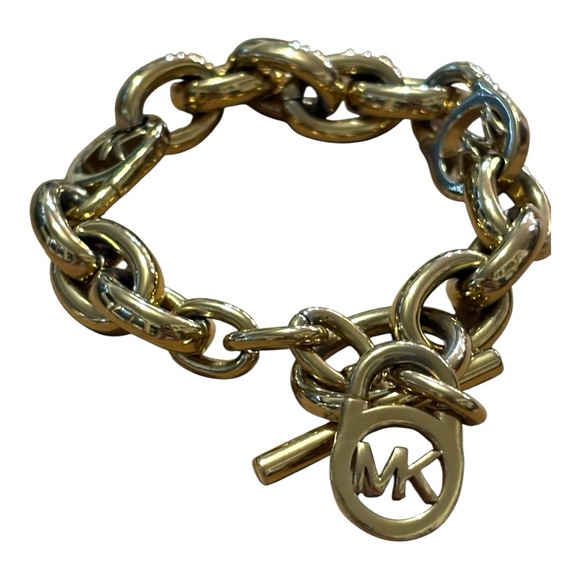 Michael Kors Gold Chain Bracelet with Logo Charm & COA - Picture 1 of 8